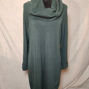 Cowl Neck Sweater Dress L VINCE CAMUTO Hunter Green holiday